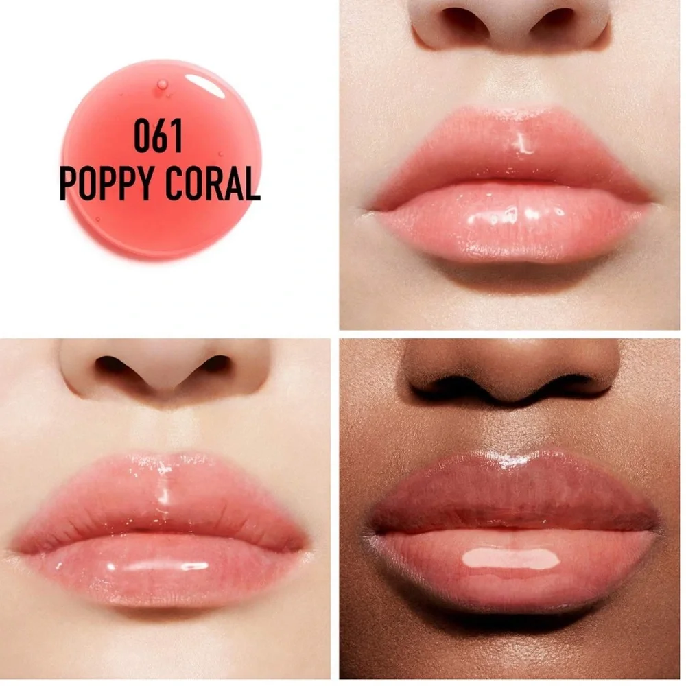 Dior Lip Glow Oil Hydrating High-Shine Gloss Shade Poppy Coral #061 NWOB